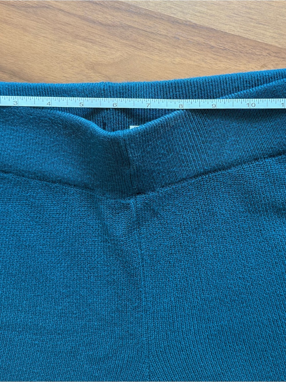Cozy Teal Knit Pajama Set - Long Sleeve V-Neck Top & Wide-Leg Pants - Picture 3 of 4
